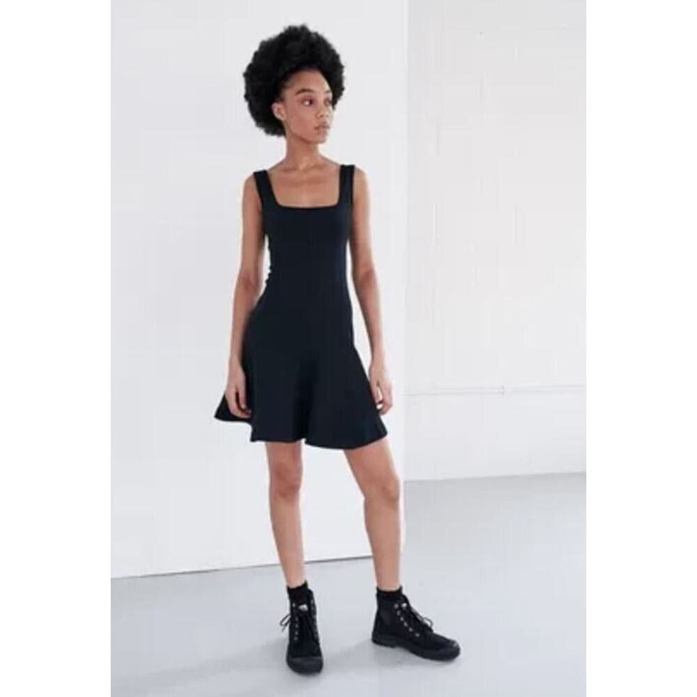 Ninety Percent Women's Square Neck Stretch Jersey Skater Dress Black Medium $99